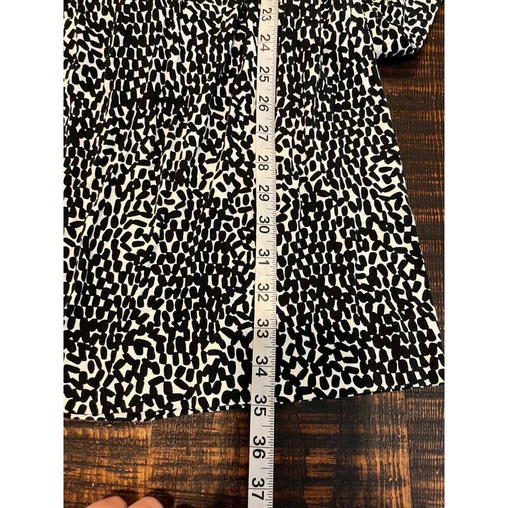 Diane von Furstenberg Dress Womens 2 Black White Ruched Print Stretch Viscose​ - Picture 6 of 6